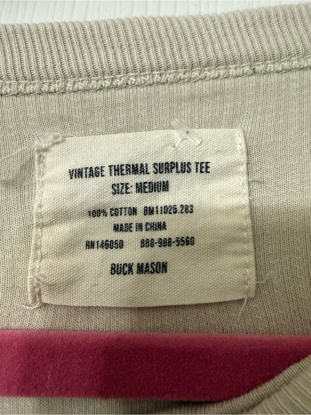 Buck Mason Vintage Thermal Surplus Tee Men’s Medium Natural Waffle Knit - Picture 3 of 5